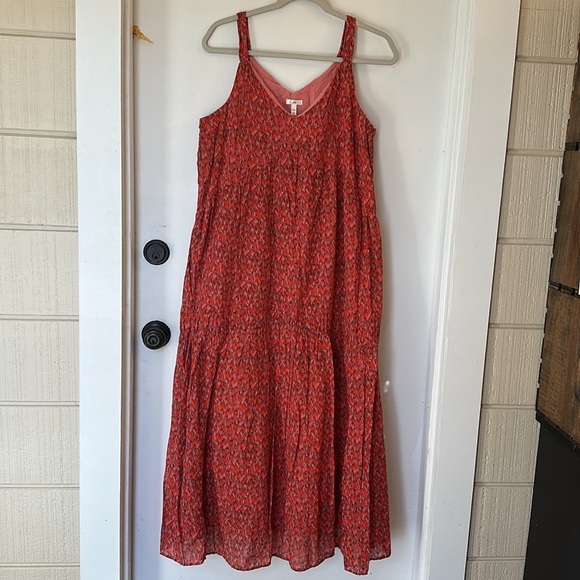 Joie Maxi tiered sleeveless boho cottagecore pink red Dress medium - Picture 2 of 7
